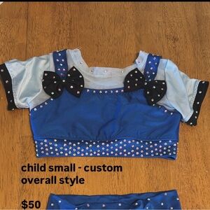 Blue Dance Costume with Rhinestone Accents